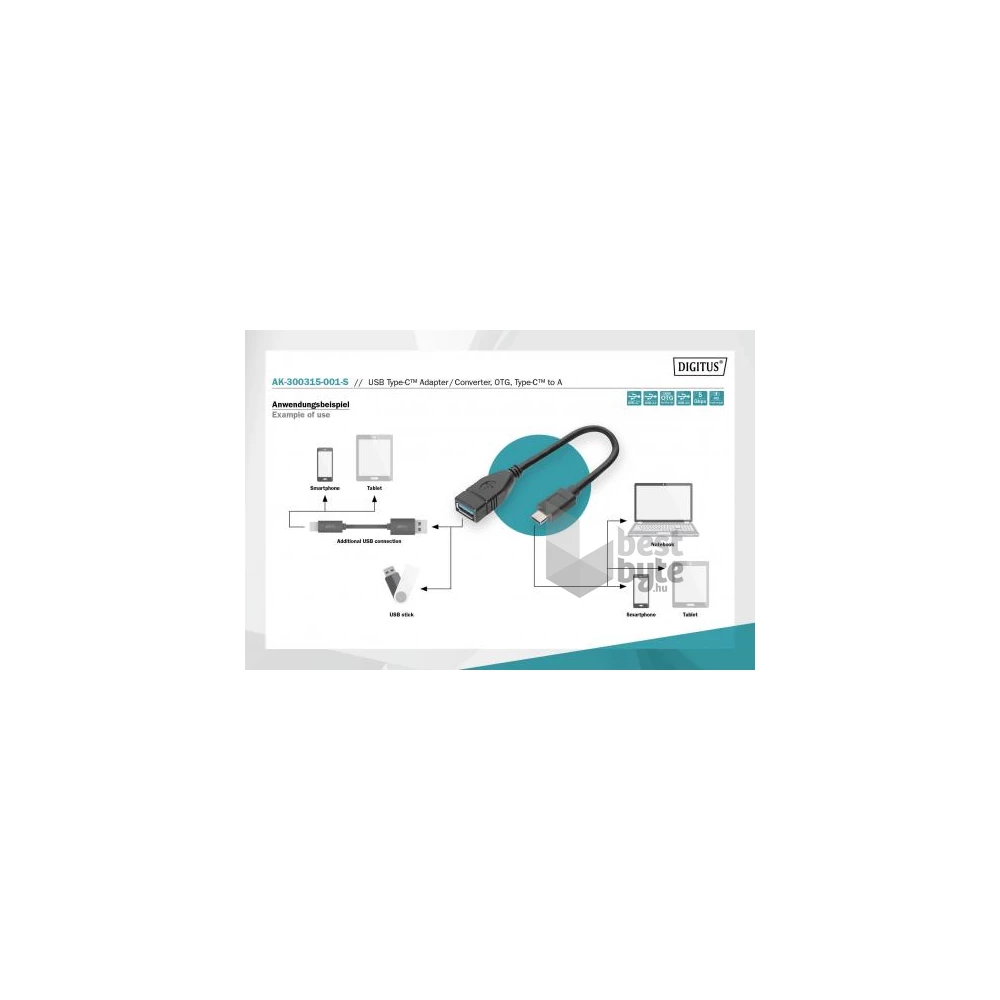 DIGITUS USB 3.0 Type A anya-> USB 3.0 Type C apa 0,15m OTG adapter