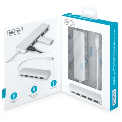 DIGITUS USB Type-C 4 portos USB 3.0 hub + PD