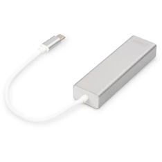 DIGITUS USB Type-C Gigabit Ethernet adapter + 3 portos USB HUB