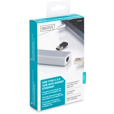 DIGITUS USB Type-C Gigabit Ethernet adapter + 3 portos USB HUB
