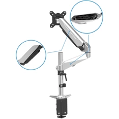 DIGITUS gázrugós C-bilincses univerzális (VESA 75/100) 1-es ezüst monitor tartó konzol