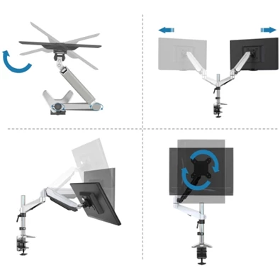 DIGITUS gázrugós C-bilincses univerzális (VESA 75/100) 1-es ezüst monitor tartó konzol