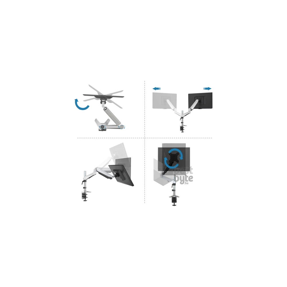DIGITUS gázrugós C-bilincses univerzális (VESA 75/100) 1-es ezüst monitor tartó konzol