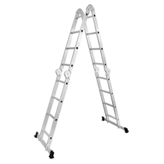 DRABEST 4x4 lépcsős univerzális alumínium létra, összecsukható,125 kg teherbírás, DR-ALU-4X4-HOME