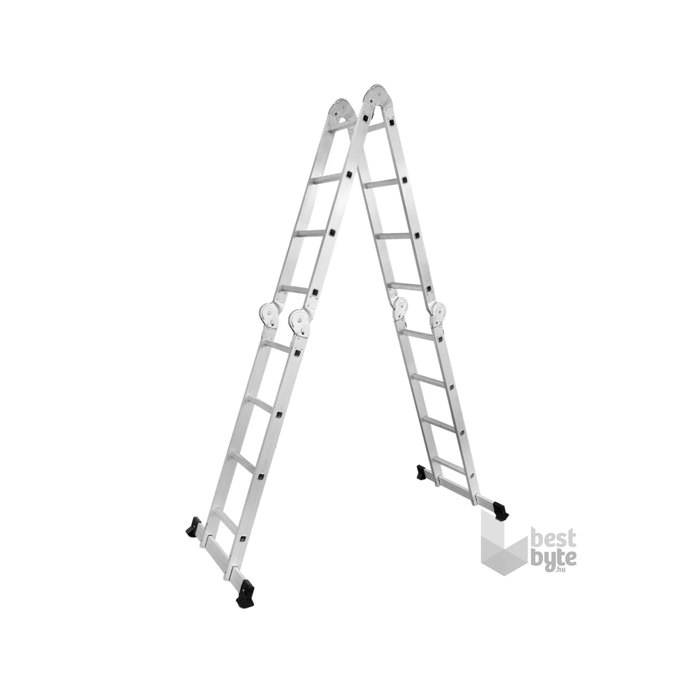 DRABEST 4x4 lépcsős univerzális alumínium létra, összecsukható,125 kg teherbírás, DR-ALU-4X4-HOME