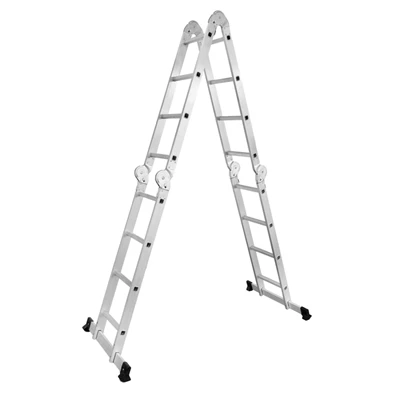 DRABEST 4x4 lépcsős univerzális alumínium létra, összecsukható,125 kg teherbírás, DR-ALU-4X4-HOME