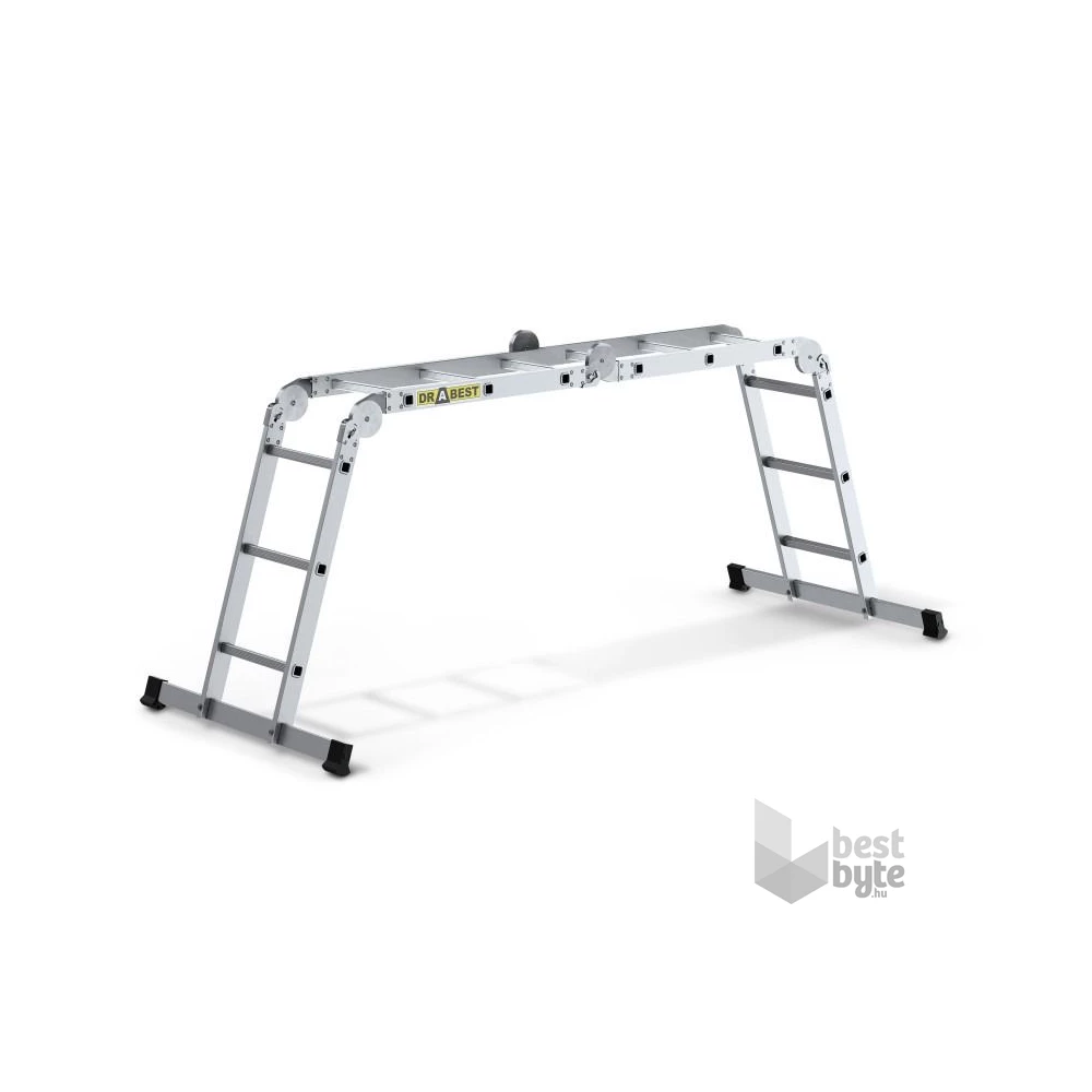 DRABEST HOME 4x3 lépcsős univerzális alumínium létra, összecsukható, 150 kg teherbírás, DR-AL-DU-HOME-4X3