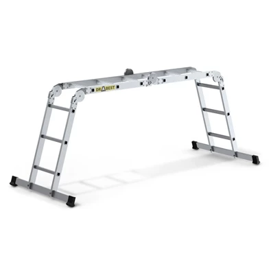DRABEST HOME 4x3 lépcsős univerzális alumínium létra, összecsukható, 150 kg teherbírás, DR-AL-DU-HOME-4X3