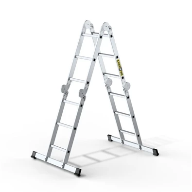 DRABEST HOME 4x3 lépcsős univerzális alumínium létra, összecsukható, 150 kg teherbírás, DR-AL-DU-HOME-4X3