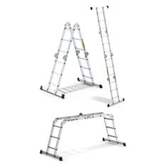 DRABEST HOME 4x3 lépcsős univerzális alumínium létra, összecsukható, 150 kg teherbírás, DR-AL-DU-HOME-4X3