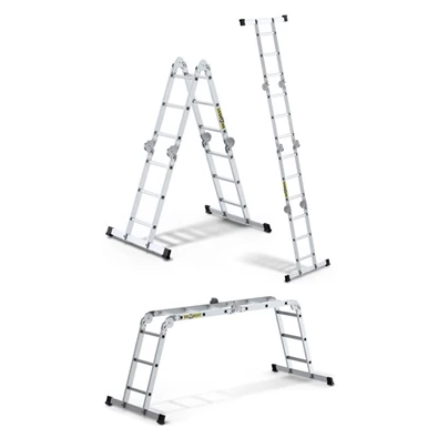 DRABEST HOME 4x3 lépcsős univerzális alumínium létra, összecsukható, 150 kg teherbírás, DR-AL-DU-HOME-4X3