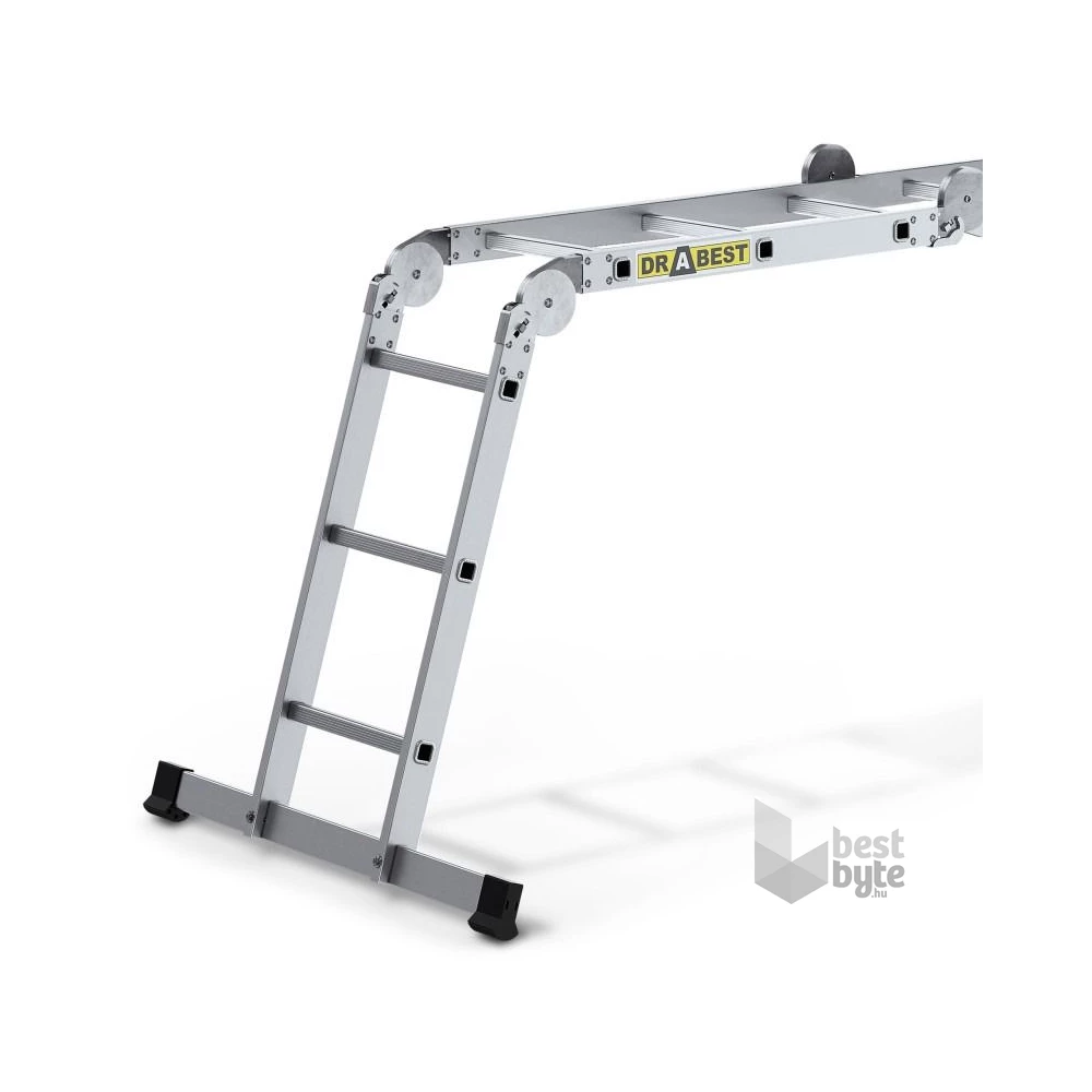 DRABEST HOME 4x3 lépcsős univerzális alumínium létra, összecsukható, 150 kg teherbírás, DR-AL-DU-HOME-4X3