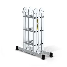 DRABEST HOME 4x3 lépcsős univerzális alumínium létra, összecsukható, 150 kg teherbírás, DR-AL-DU-HOME-4X3