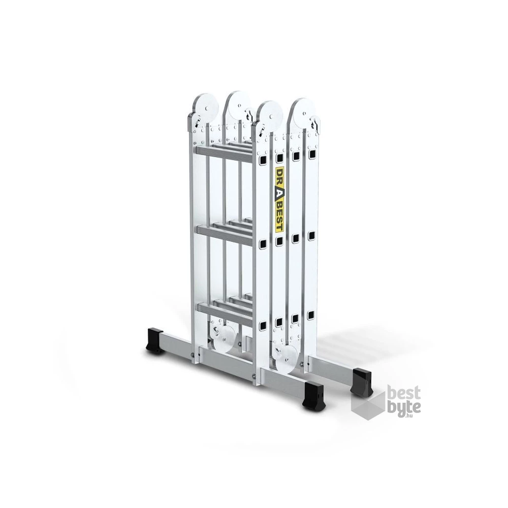 DRABEST HOME 4x3 lépcsős univerzális alumínium létra, összecsukható, 150 kg teherbírás, DR-AL-DU-HOME-4X3