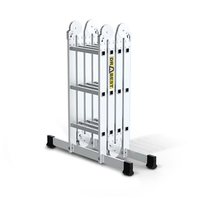 DRABEST HOME 4x3 lépcsős univerzális alumínium létra, összecsukható, 150 kg teherbírás, DR-AL-DU-HOME-4X3