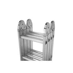 DRABEST HOME és PLATFORM 4x3 lépcsős univerzális alumínium és rozsdamentes acél létra, 125 kg