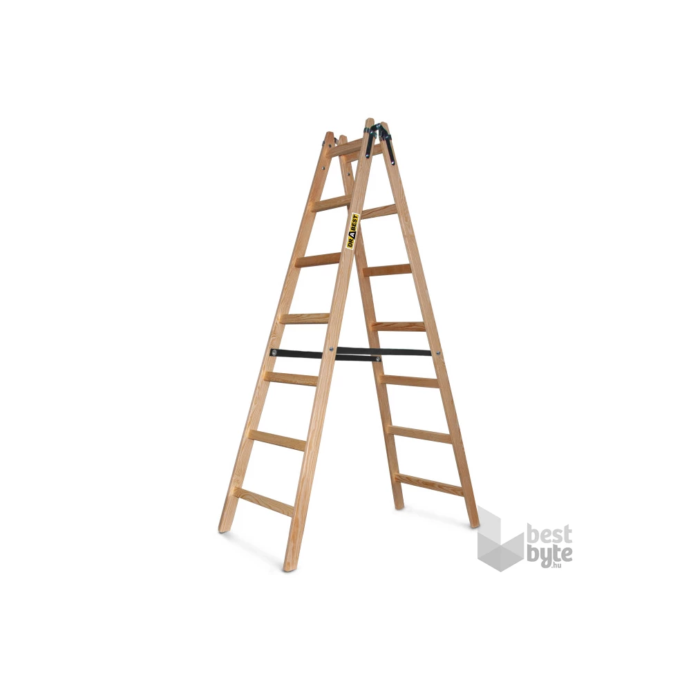 DRABEST STANDARD 2x7 lépcsős fa létra, összecsukható