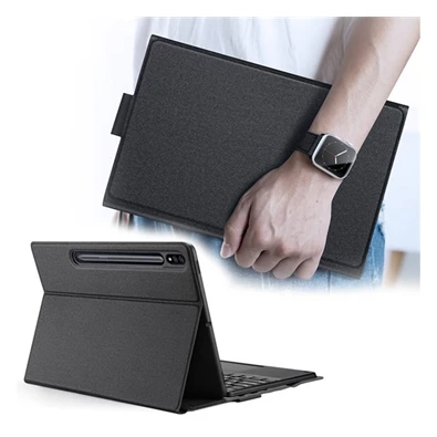 DUX DUCIS GP-109472 Galaxy Tab S7 Plus (SM-T976 / SM-X800) / Tab S7 FE 5G (SM-T736) fekete bőr hatású billentyűzetes tok