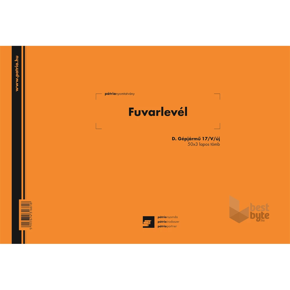 D.GEPJ.17/V/UJ A4 fekvő "Fuvarlevél" tömbös nyomtatvány