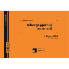 D.GEPJ.21/5 A5 100lapos fekvő "Tehergépjármű menetlevél" nyomtatvány