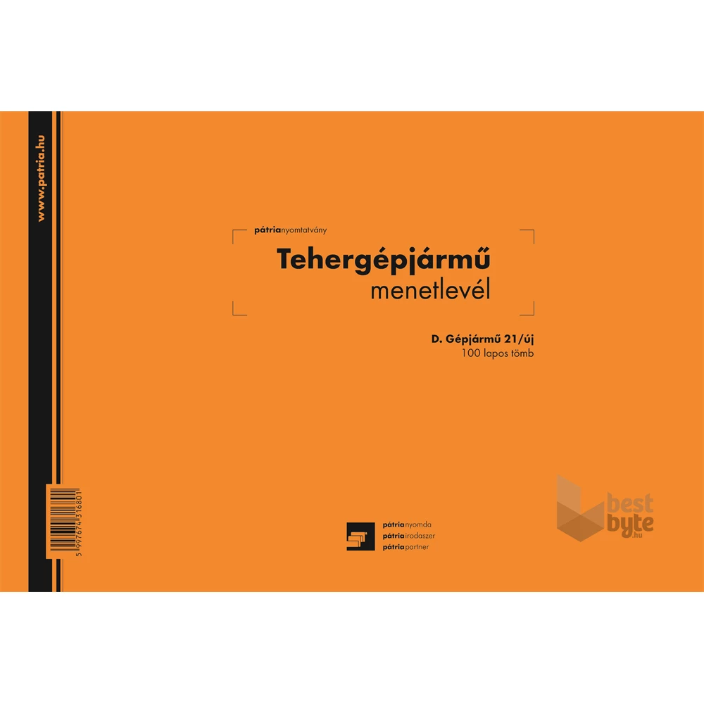 D.GEPJ.21/UJ A4 100lapos fekvő "Tehergépjármű menetlevél" nyomtatvány