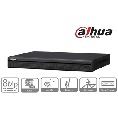 Dahua NVR4208-8P-4KS2 8 csatorna/H265/200Mbps rögzítés/2x Sata/8x PoE hálózati rögzítő(NVR)
