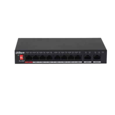 Dahua PFS3010-8ET-96-V2 1x 10/100(Hi-PoE/PoE+/PoE)+7x 10/100(PoE+/PoE)+2x gigabit uplink, 96W PoE switch
