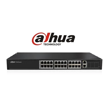 Dahua PFS4026-24P-370 24x 10/100(PoE/PoE+ 370W)+2x gigabit uplink menedzselhető PoE switch