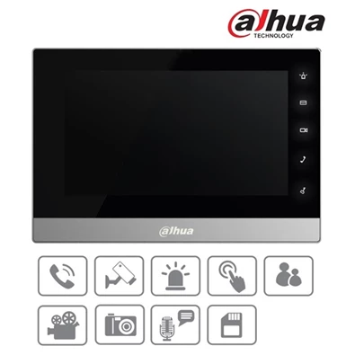 Dahua VTH1510CH 7" touch screen, SD, fekete IP video kaputelefon beltéri egység