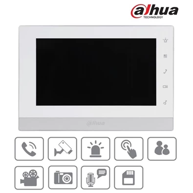 Dahua VTH1550CHW-2 két vezetékes 7" touch screen, SD, fehér IP video kaputelefon beltéri egység