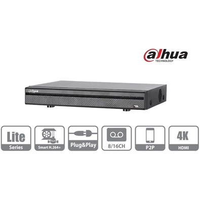 Dahua XVR5116H-4KL 16 csatorna 8MP(112fps)/4MP(240fps)/2MP(400fps)/H264+/1x Sata/audio HD analóg rögzítő(XVR)