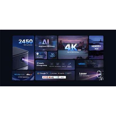 Dangbei Mars 2 Lite (DBOX02 Pro) 4K UHD 2000L fekete lézer projektor