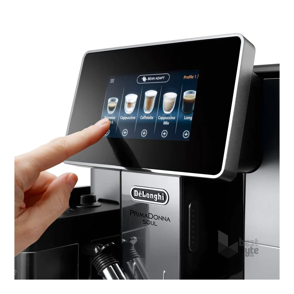 DeLonghi ECAM610.55.SB Primadonna Soul fekete-ezüst tejhabosítóval automata kávéfőző