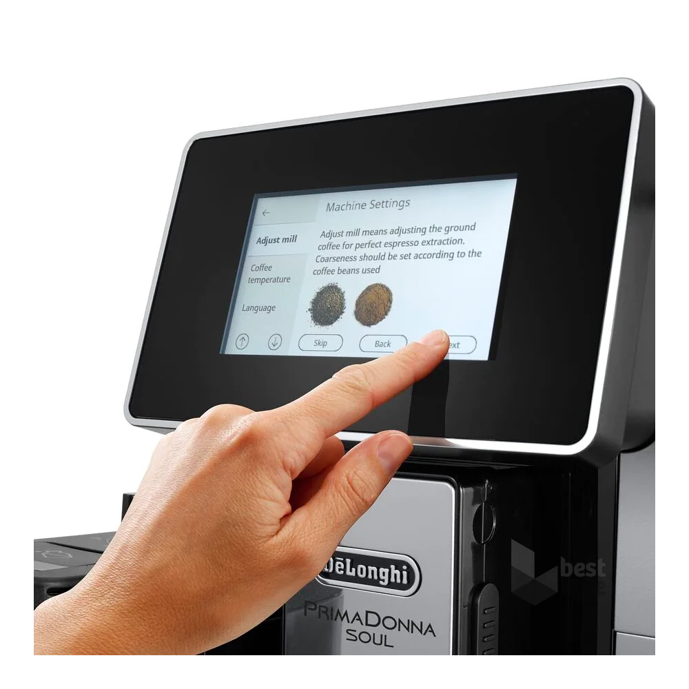 DeLonghi ECAM610.55.SB Primadonna Soul fekete-ezüst tejhabosítóval automata kávéfőző