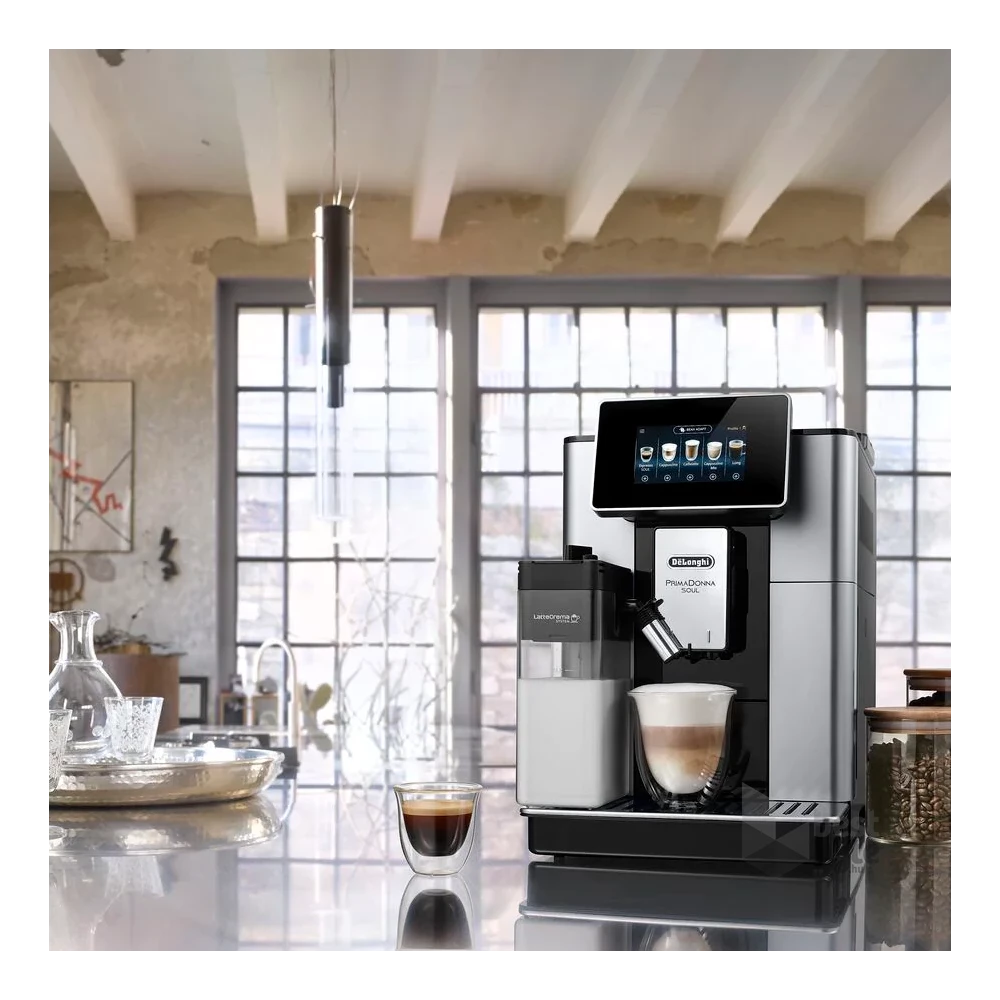 DeLonghi ECAM610.55.SB Primadonna Soul fekete-ezüst tejhabosítóval automata kávéfőző