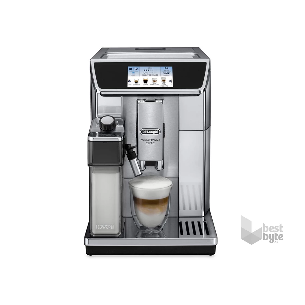 DeLonghi ECAM 650.75.MS PrimaDonna Elite ezüst tejhabosítóval automata kávéfőző