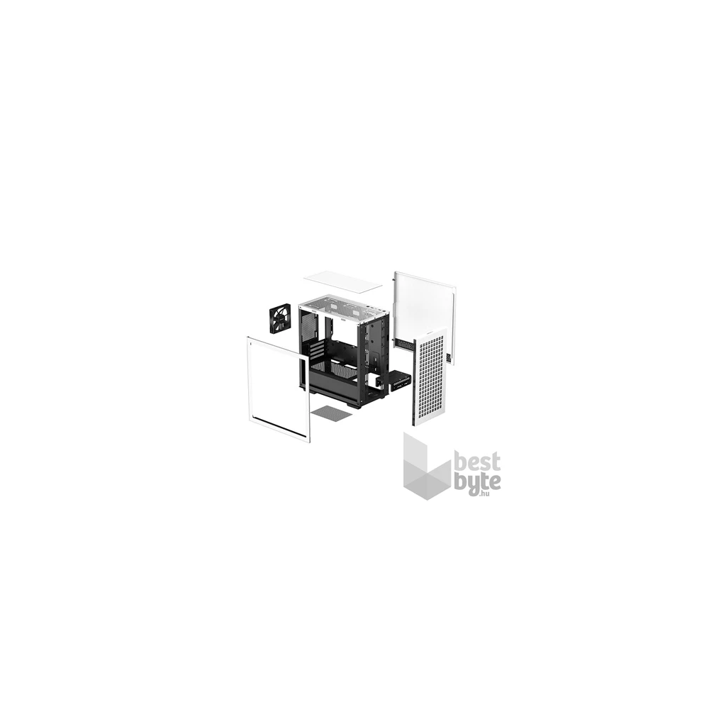 DeepCool Számítógépház - CH370 WH (fekete, ablakos, 1x12cm ventilátor, Mini-ITX / Mico-ATX, 2xUSB3.0)