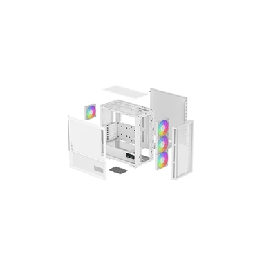 DeepCool Számítógépház - CH560 Digital WH (fehér, ablakos, 4x12cm venti, Mini-ITX / Mico-ATX / ATX / E-ATX, 2xUSB3.0)