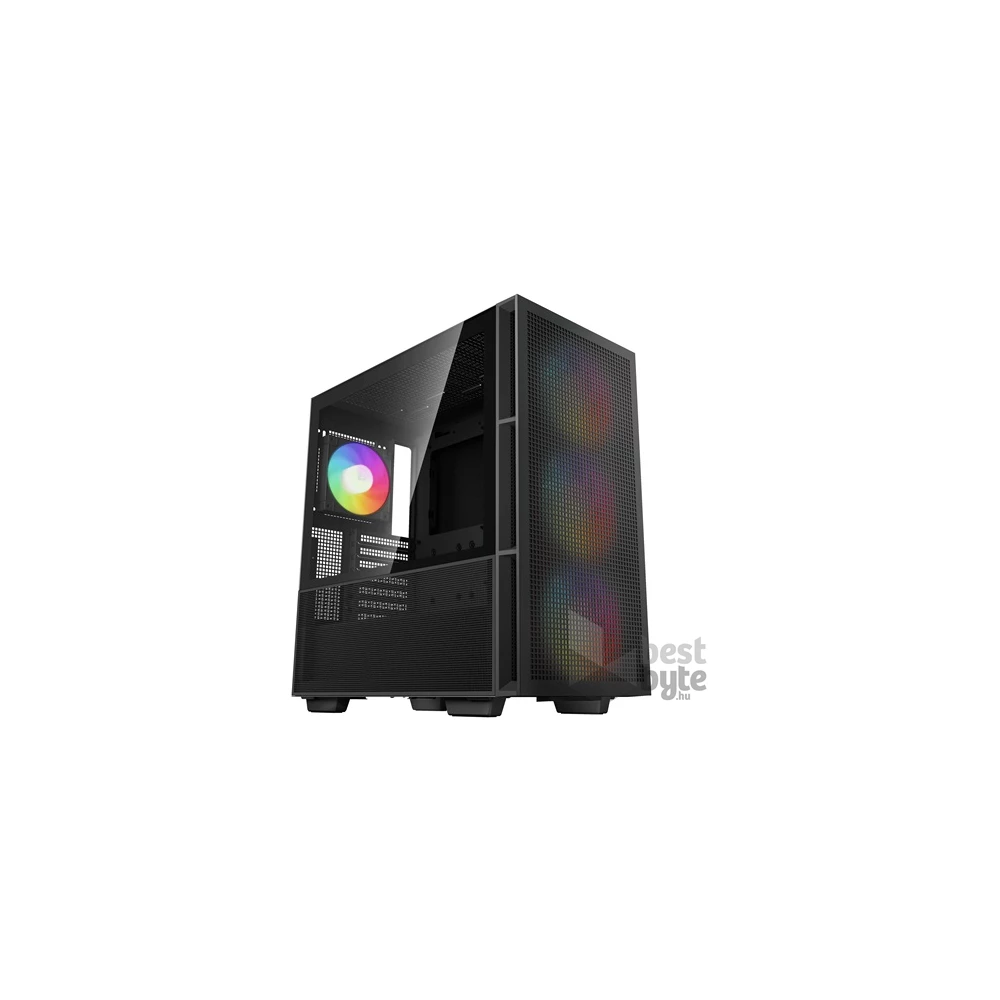DeepCool Számítógépház - CH560 (fekete, ablakos, 4x12cm ventilátor, Mini-ITX / Mico-ATX / ATX / E-ATX, 2xUSB3.0)
