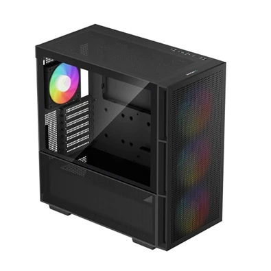 DeepCool Számítógépház - CH560 (fekete, ablakos, 4x12cm ventilátor, Mini-ITX / Mico-ATX / ATX / E-ATX, 2xUSB3.0)