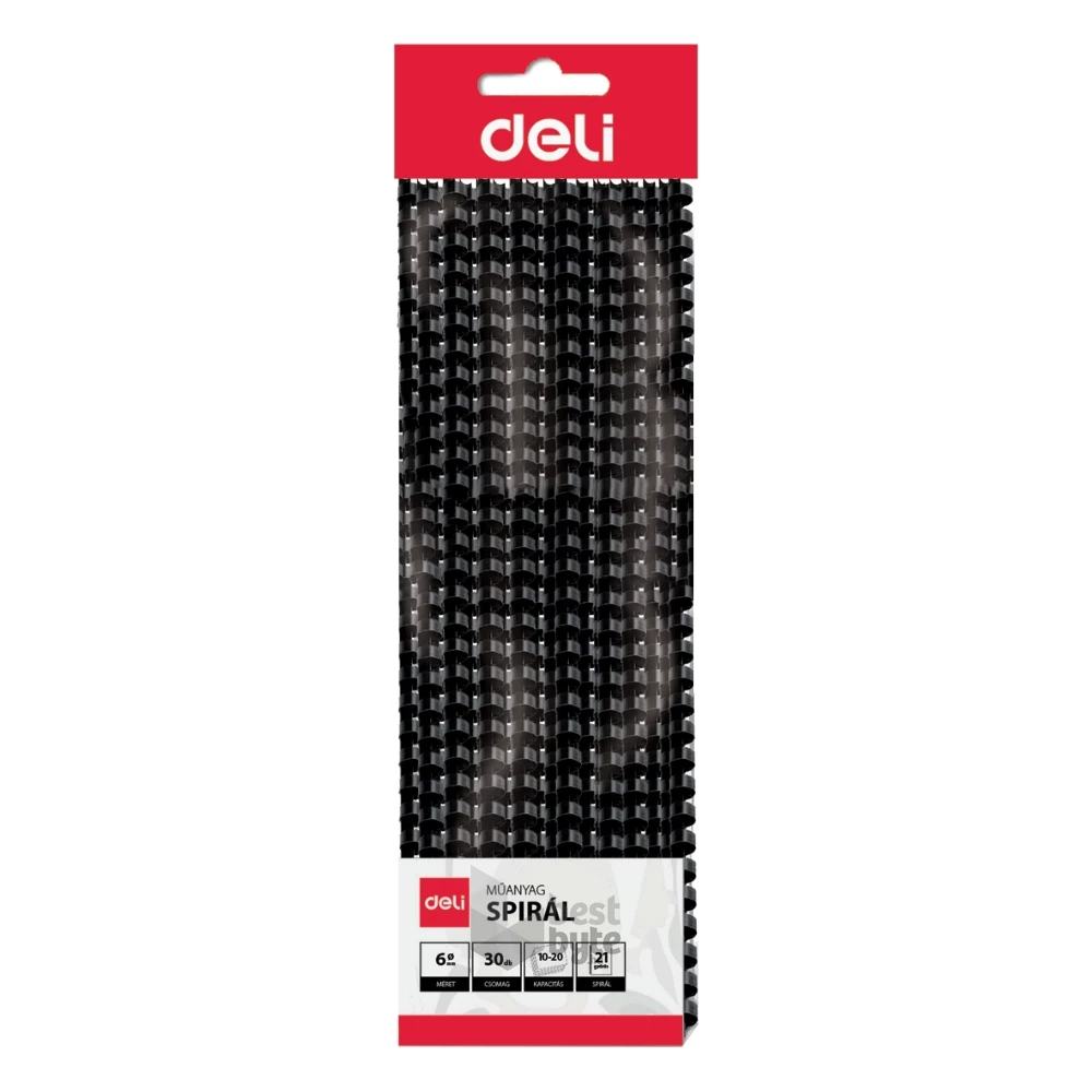 Deli 14mm 12db-os fekete műanyag spirál