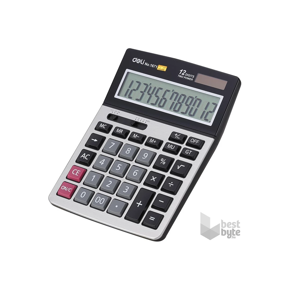 Deli Core 1671 ezüst asztali számológép