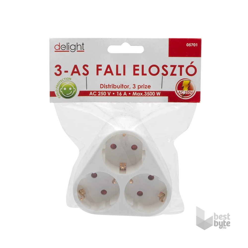 Delight 230V 10A 3-as fali elosztó