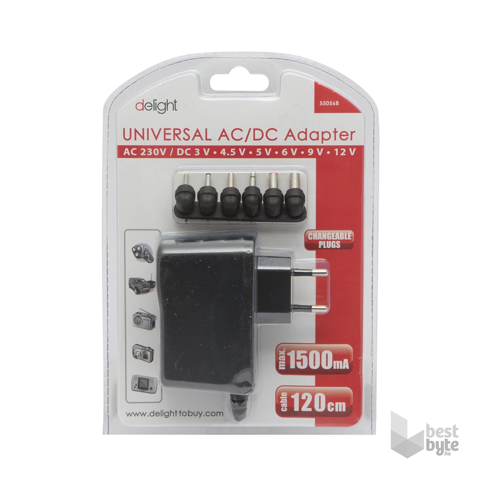 Delight DC 12V 1500mA Univerzális Adapter