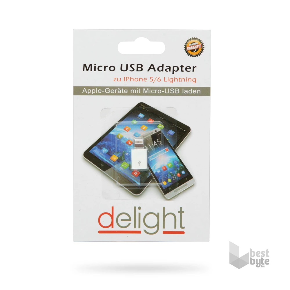 Delight 55448 iPhone Lightning MicroUSB fehér adapter