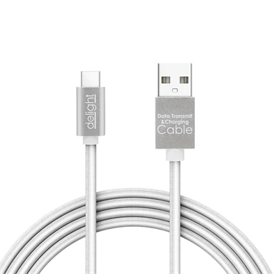 Delight LED fénnyel USB Type-C 1m fehér adatkábel