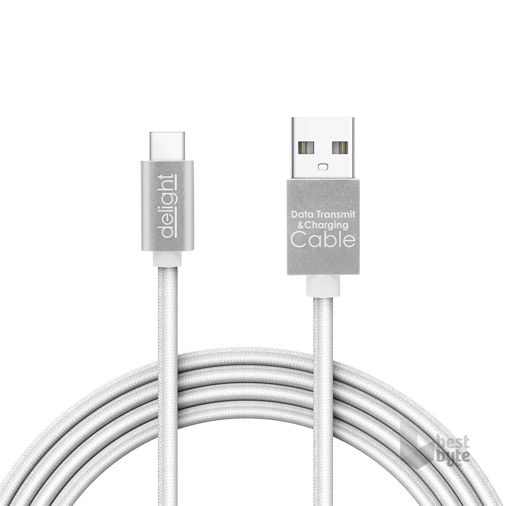 Delight LED fénnyel USB Type-C 1m fehér adatkábel