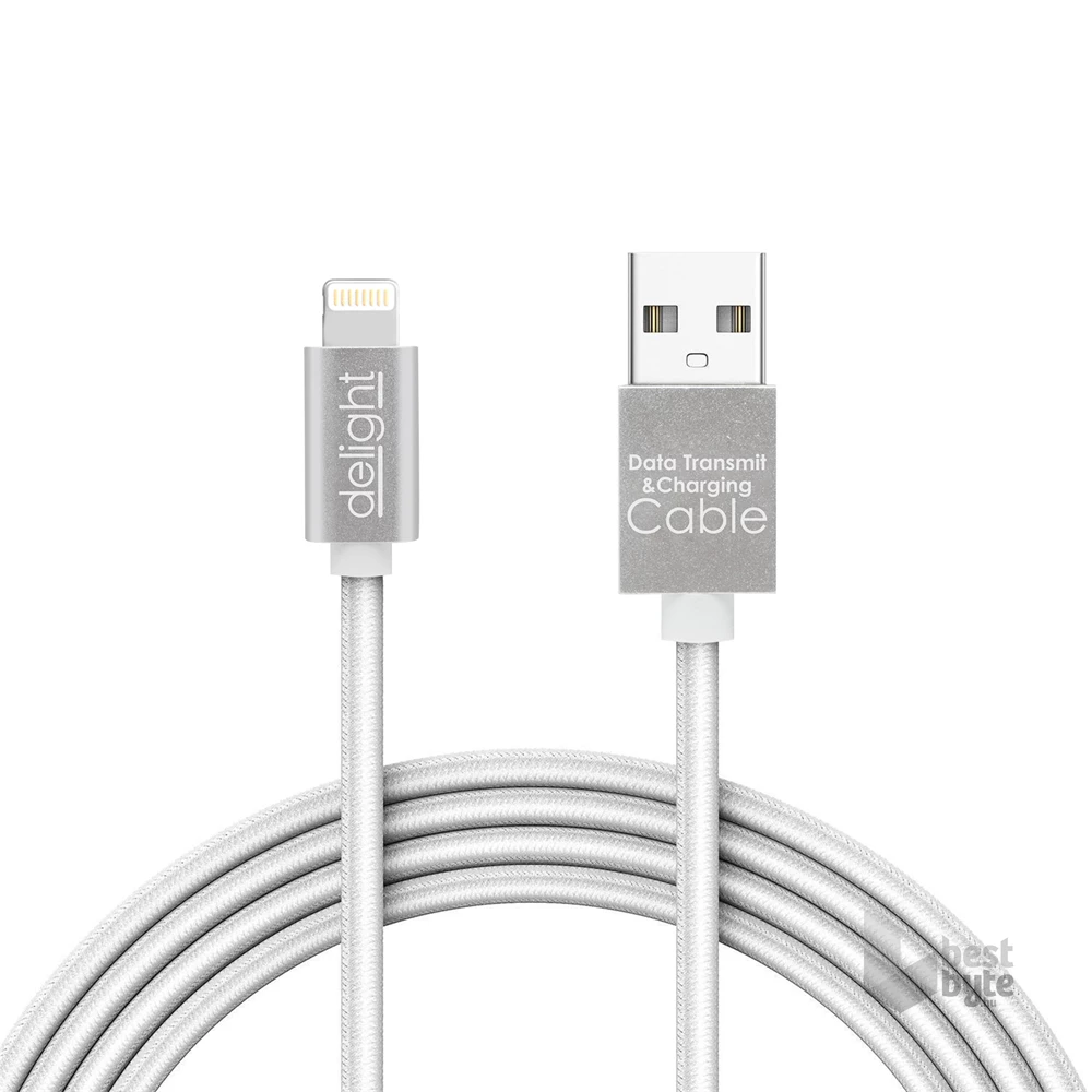 Delight LED fénnyel iPhone Lightning 1m fehér adatkábel