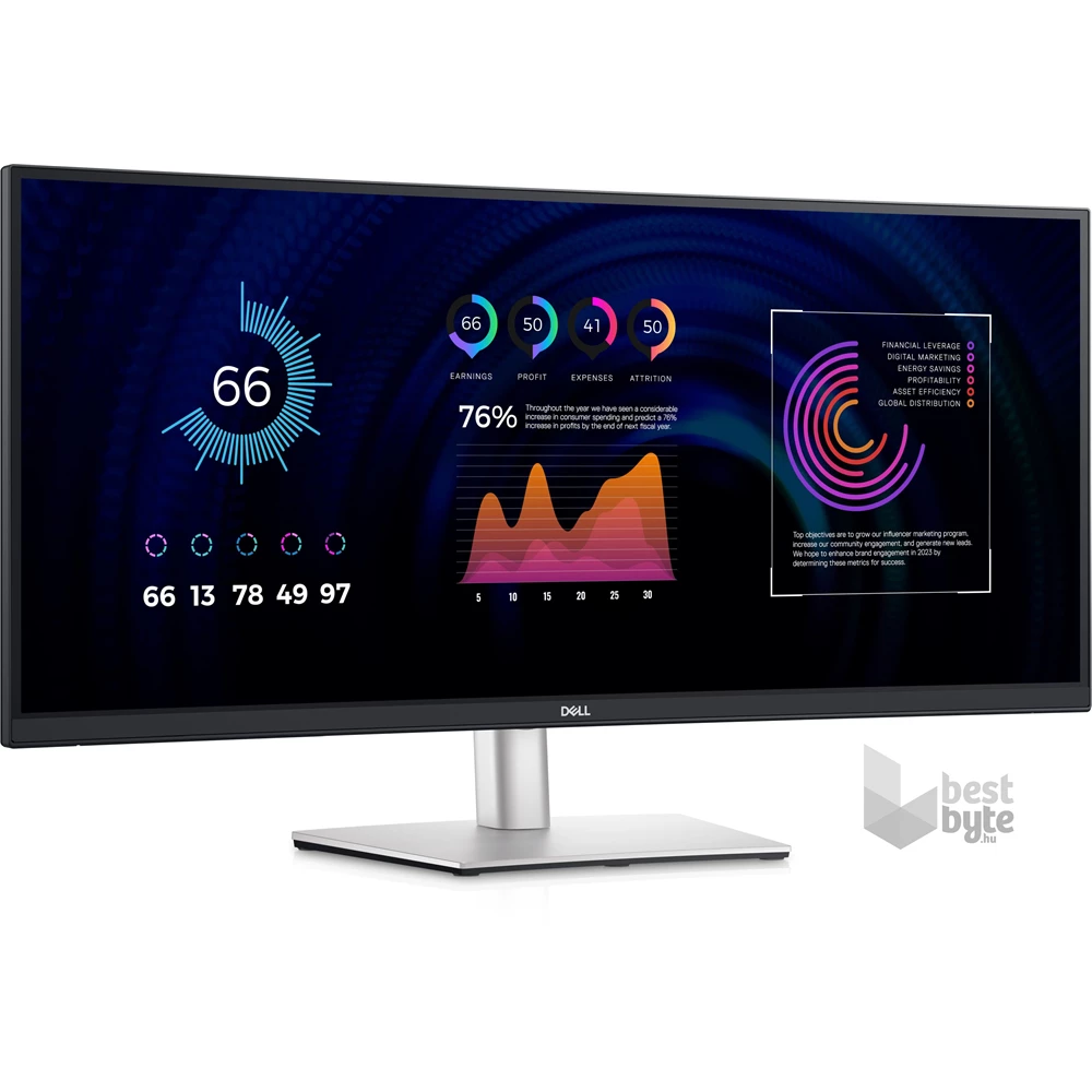 Dell 34" P3424WE WQHD IPS HDMI/DP/USB-C/RJ45 ívelt LED monitor