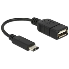 Delock 15cm USB Type-C 2.0 apa - USB 2.0 A típusú anya fekete adatkábel